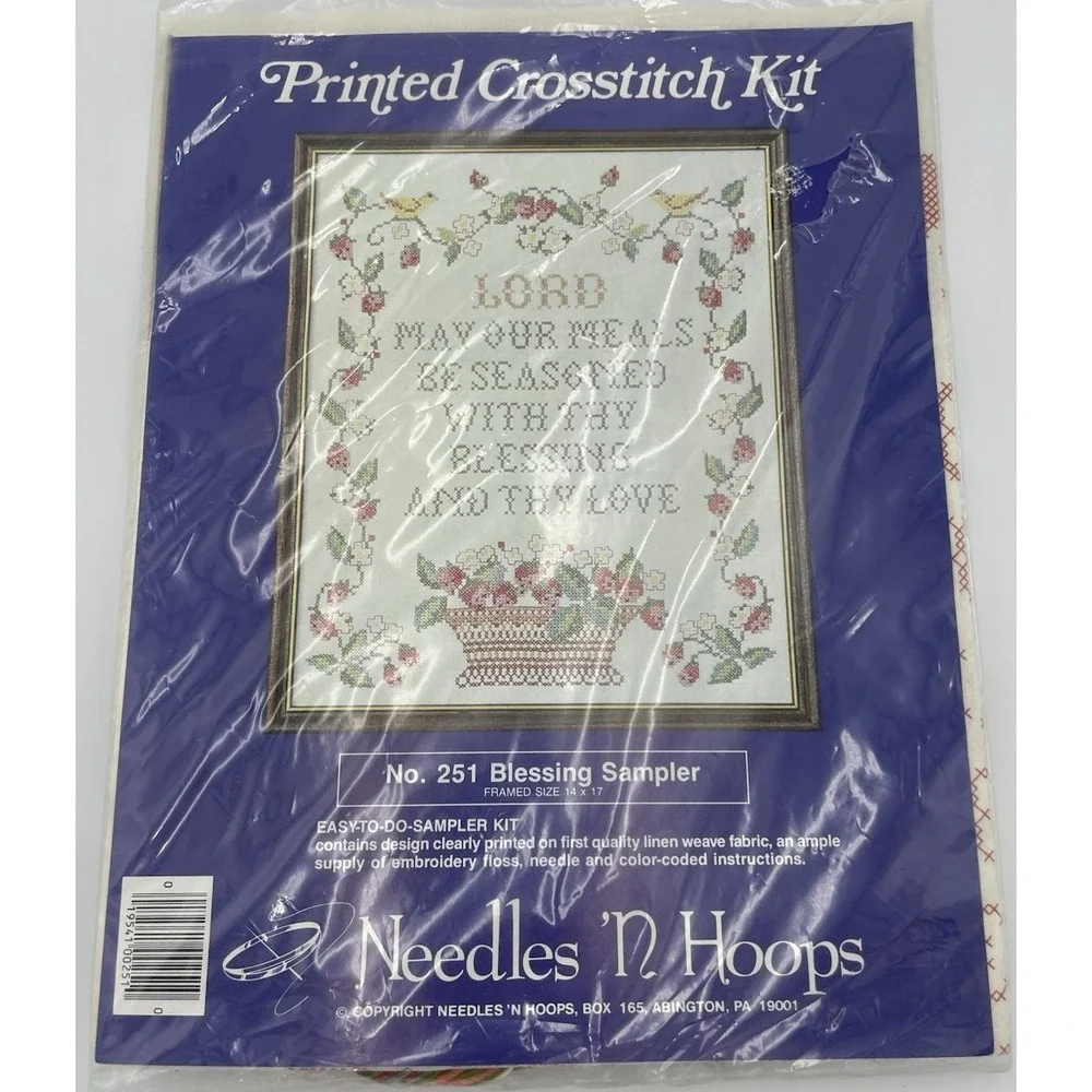 New Needles 'n Hoops # 251 Blessing Sampler Kit In Sealed Package NIP Crosstitch